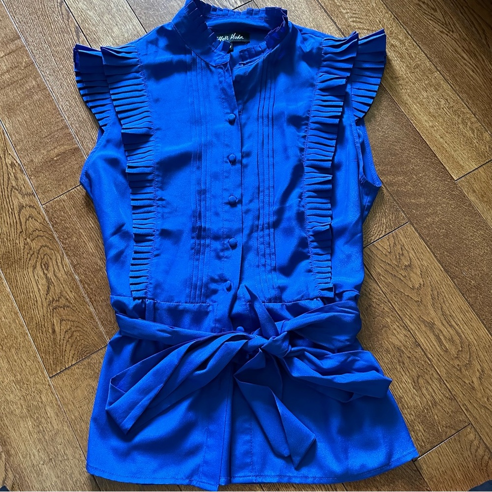 Belted ruffle blouse